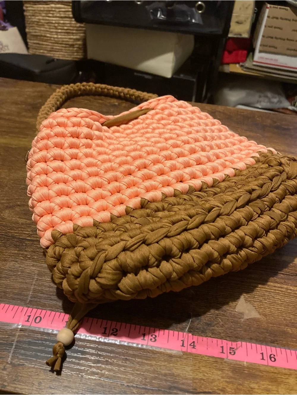 Handmade crocheted arm handle purse